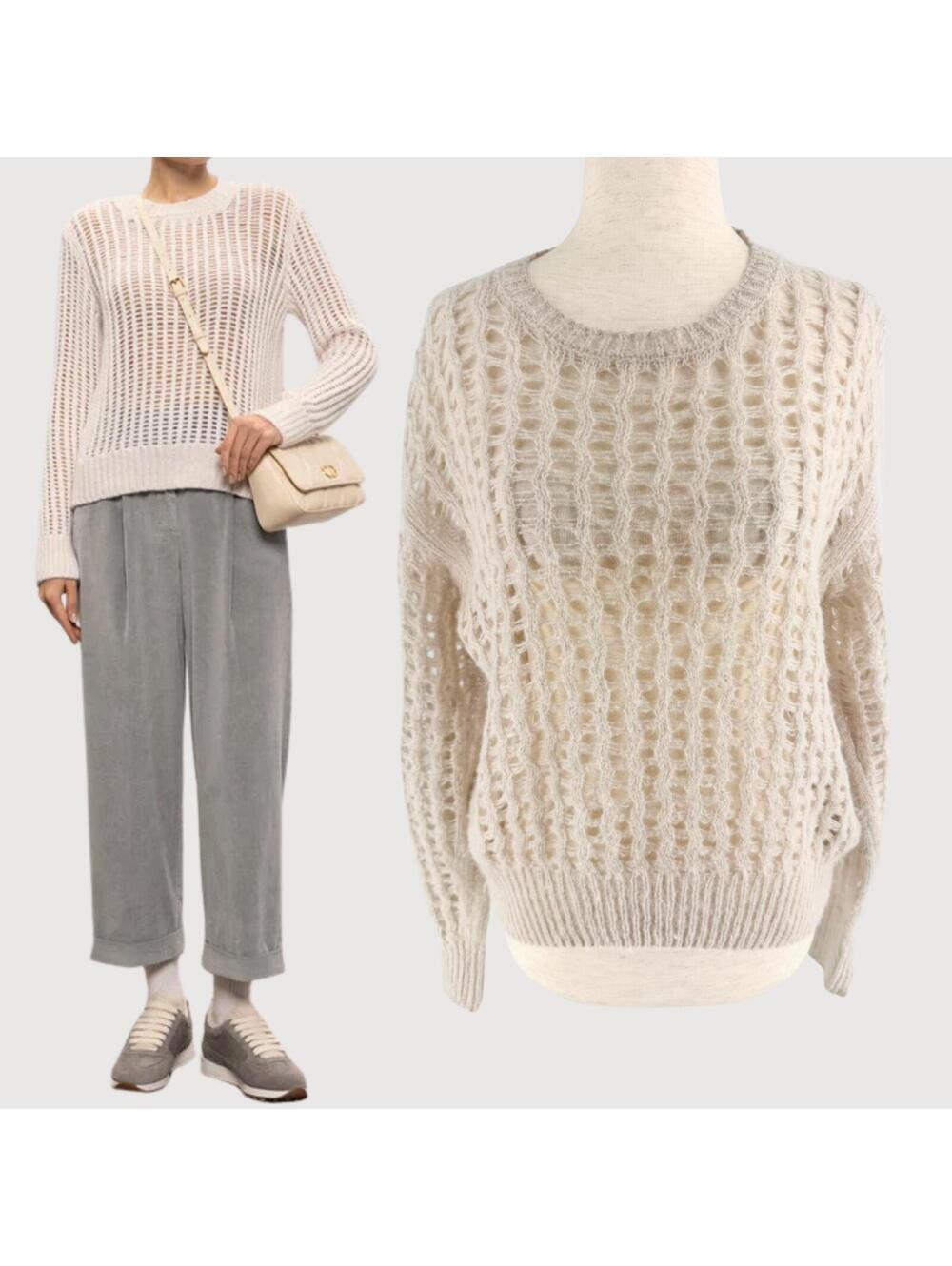 Peserico Alpaca Metallic Open Knit Sweater IT 38 / XS